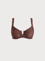 Leopard Print V Notch Plus Size Bikini Top - Image 9