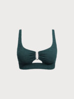 Dark Green Cut Out Plus Size Bikini Top - Image 5