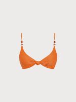 Orange Textured Beaded Twist Bikini Top - Image 6