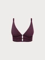 Purple Textured V Neck Plus Size Tankini Top - Image 6