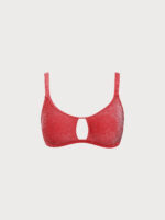 Red Lurex Cut Out Plus Size Bikini Top - Image 5