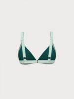 Green Contrast Trim Triangle Bikini Top - Image 6