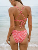 Red Rose Textured Twist Bikini Top - Image 2