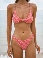 Red Rose Textured Twist Bikini Top - Image 3