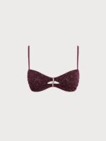 Dark Coffee Textured O-Ring Bikini Top - Image 8