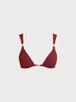 Wine Red Gold-Accented Bikini Top - Image 4