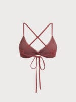 Brick Red Stitch Contrast Bikini Top - Image 15