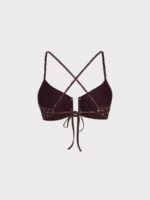 Brown Print Polka Dot U-Ring Bikini Top - Image 7