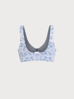 Light Blue Textured Front Closure Bikini Top - Image 8