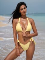 Yellow Tie O-Ring Bikini Top - Image 5