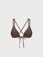 ECONYL® Dark Coffee Strappy Bikini Top - Image 5