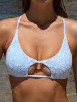 Light Blue Cut-Out Textured Bikini Top - Image 2