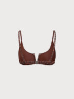 Leopard Print V Notch Lurex Bikini Top - Image 8