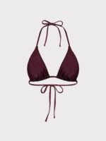 Dark Coffee Textured Triangle Bikini Top - Image 7