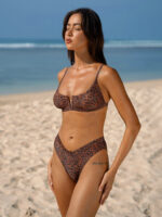 Leopard Print V Notch Lurex Bikini Top - Image 5
