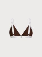 Brown Contrast Trim Triangle Bikini Top - Image 8