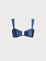 Blue Ruched U-Neck Bikini Top - Image 7