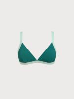 Green Contrast Trim Triangle Bikini Top - Image 5