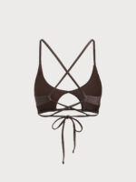 ECONYL® Dark Coffee Cut Out Bikini Top - Image 7