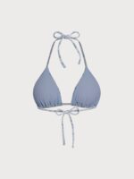 Light Blue Textured Floral Halter Bikini Top - Image 7