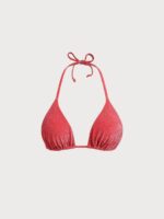 Red Lurex Halter Triangle Bikini Top - Image 6