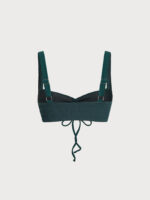 Dark Green Textured Drawstring Bikini Top - Image 7