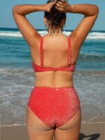 Red Lurex Knot Plus Size Bikini Top - Image 2