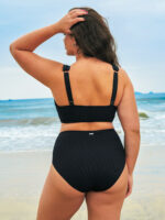 Black V Neck Plus Size Bikini Top - Image 3