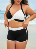 Black & White Triangle Plus Size Bikini Top - Image 2