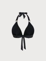 Black Strappy Halter Plus Size Bikini Top - Image 5