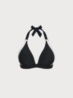 Black Strappy Halter Plus Size Bikini Top - Image 4