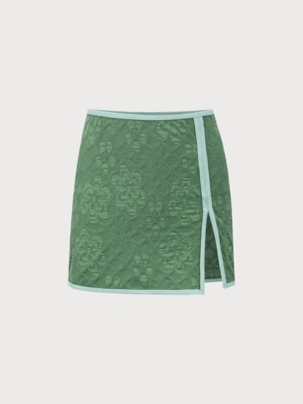 Dark Green Jacquard Cover up Skirt