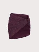 Dark Coffee Sparkle O-Ring Wrap Cover-Up Skirt - Image 7
