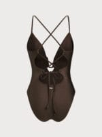 Dark Coffee V-Notch One-Piece Swimsuit - Image 6