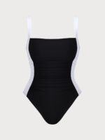 Black White Side Plus Size One-Piece Swimsuit - Image 6