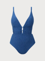 Lurex Drawstring Plus Size One-Piece Swimsuit - Image 5