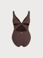 Coffee X-Cross Plus Size One-Piece Swimsuit - Image 4