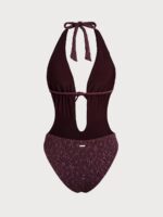 Dark Coffee Tie-Front Cutout One-Piece Swimsuit - Image 8