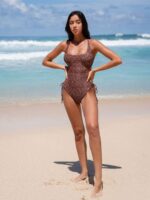 Leopard Print Cross One-Piece Swimsuit - Image 5