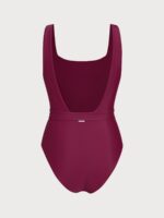 ECONYL® Wine Red Buckle Backless One Piece Swimwear - Image 7