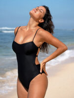 ECONYL® Black Criss-cross One Piece Swimwear - Image 4