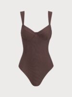 Coffee Cross Back Tummy Control One Piece swimsuit - Image 6