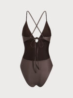 ECONYL® Dark Coffee Cutout One Piece Swimwear - Image 6
