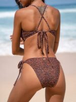 Leopard Print Cross One-Piece Swimsuit - Image 2