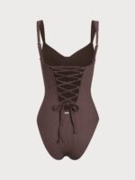 Coffee Cross Back Tummy Control One Piece swimsuit - Image 7