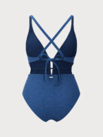 Lurex Drawstring Plus Size One-Piece Swimsuit - Image 6