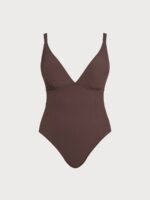 Coffee X-Cross Plus Size One-Piece Swimsuit - Image 3
