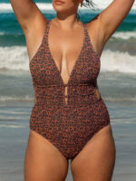 Leopard Print Plus Size One-Piece Swimsuit - Image 5