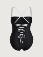Black White Side Plus Size One-Piece Swimsuit - Image 7