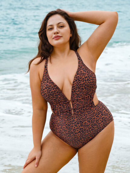 Leopard Print Plus Size One-Piece Swimsuit